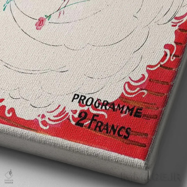 تابلو دکوراتیو Music-Hall Programme, 1920,برنامه موزیک هال مولن روژ، ۱۹۲۰ اثر چارلز گسمر - نمای نزدیک بافت بوم