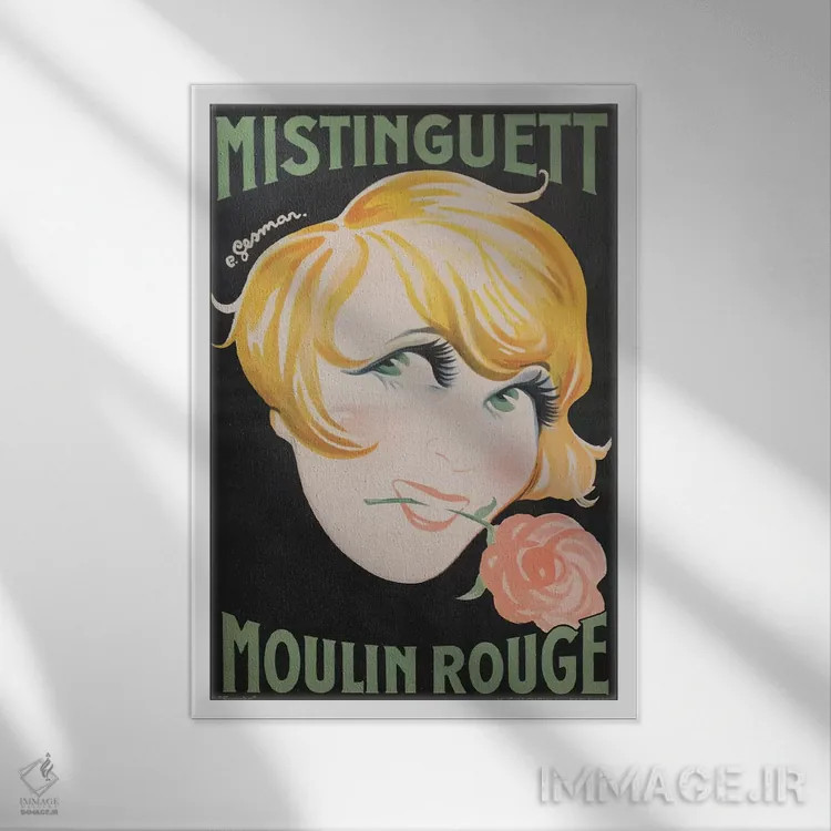 تابلو دکوراتیو 1928,تبلیغ میستنگت مولن روژ، ۱۹۲۸ اثر چارلز گسمر - نمای قابدار سفید