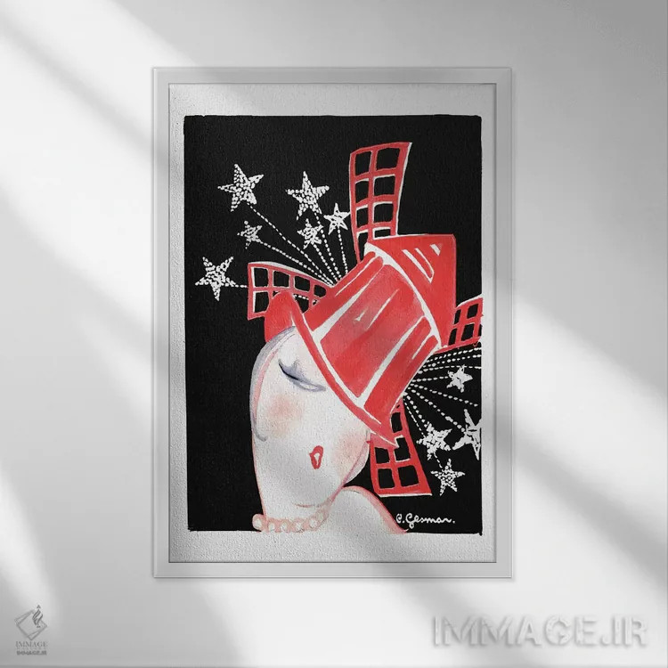 تابلو دکوراتیو 1920s,برنامه مولن روژ: پاریس در میان ستارگان، دهه ۱۹۲۰ اثر چارلز گسمر - نمای قابدار سفید