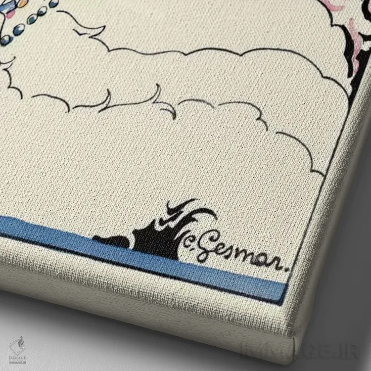 تابلو دکوراتیو 1920s,برنامه موزیک هال مولن روژ: پاریس که می چرخد، دهه ۱۹۲۰ اثر چارلز گسمر - نمای نزدیک بافت بوم