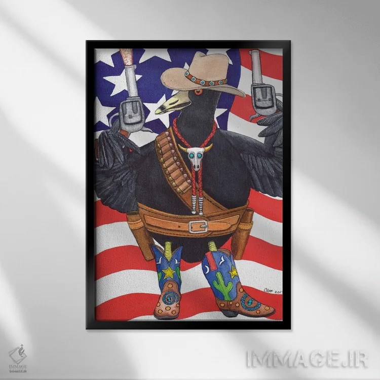 تابلو دکوراتیو پیرمرد شوخ و پرانرژی اثر کترین جی مک الروی - نمای قابدار مشکی