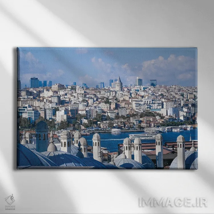 تابلو دکوراتیو استانبول آبی اثر گیلیارد برسسان - نمای روبهرو روی دیوار