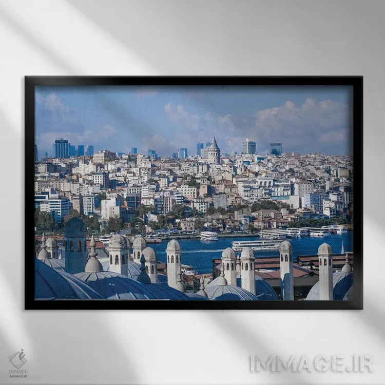 تابلو دکوراتیو استانبول آبی اثر گیلیارد برسسان - نمای قابدار مشکی