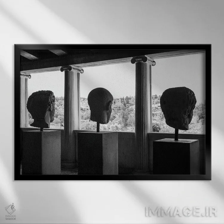 تابلو دکوراتیو سه فیلسوف اثر گیلیارد برسسان - نمای قابدار مشکی