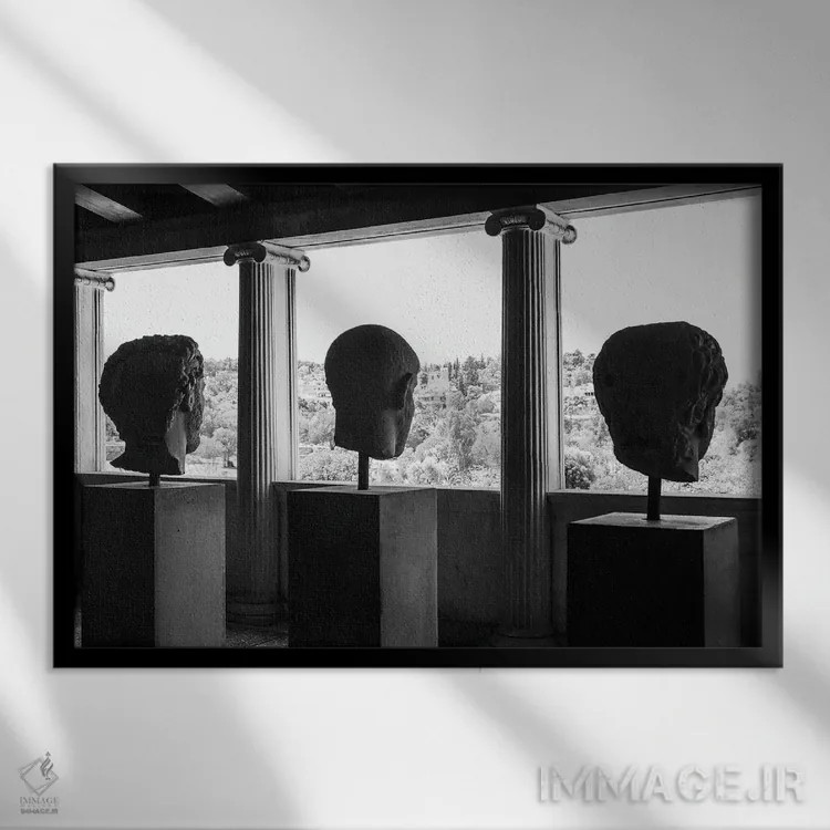 تابلو دکوراتیو سه فیلسوف اثر گیلیارد برسسان - نمای قابدار مشکی