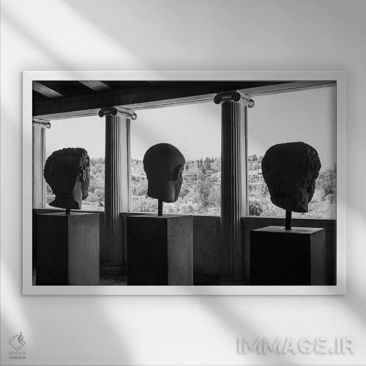 تابلو دکوراتیو سه فیلسوف اثر گیلیارد برسسان - نمای قابدار سفید