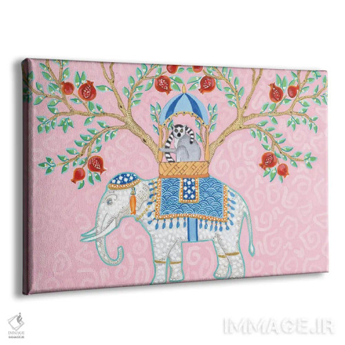 تابلو دکوراتیو فیل چینی با میمون لمور اثر گرین ارکید بوتیک - نمای پرسپکتیو محصول