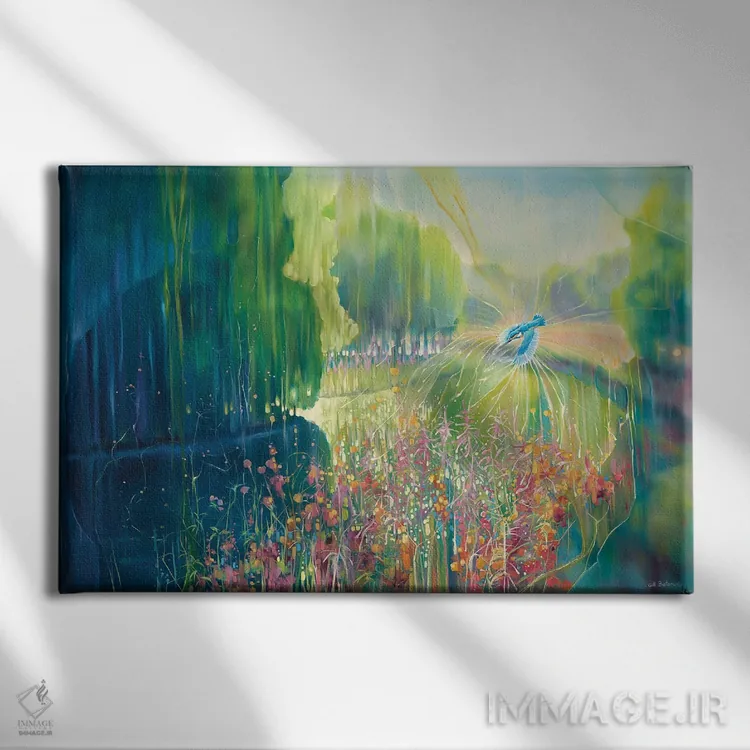 تابلو دکوراتیو نوعی جادو؛ مرغ ماهی خوار کنار رودخانه اثر گیل بوستامانته - نمای روبهرو روی دیوار