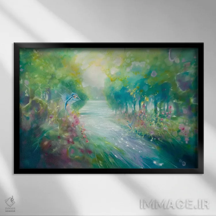 تابلو انتزاعی بهشت ماهی خورک ها اثر گیل بوستامانته - نمای قابدار مشکی