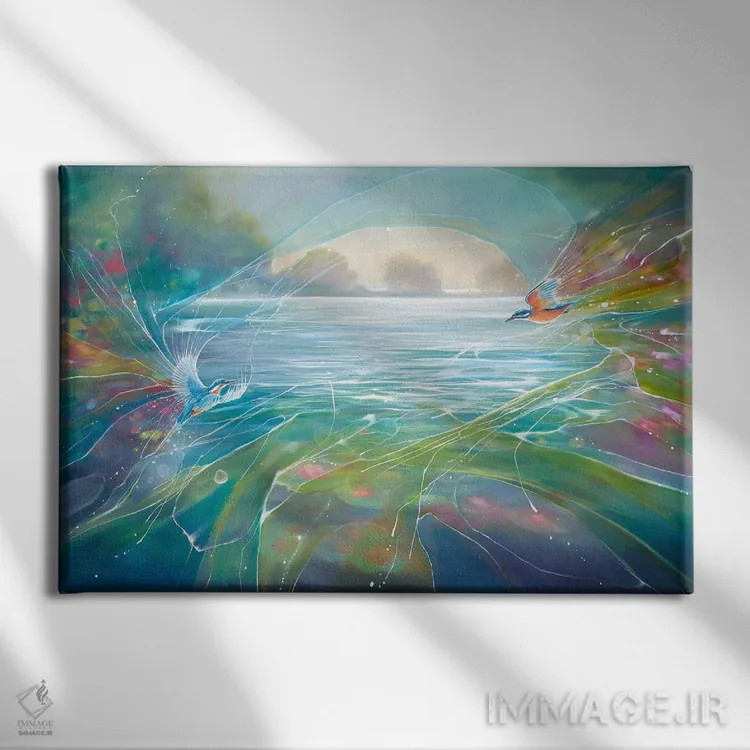 تابلو انتزاعی سرنوشت آشکار می شود اثر گیل بوستامانته - نمای روبهرو روی دیوار