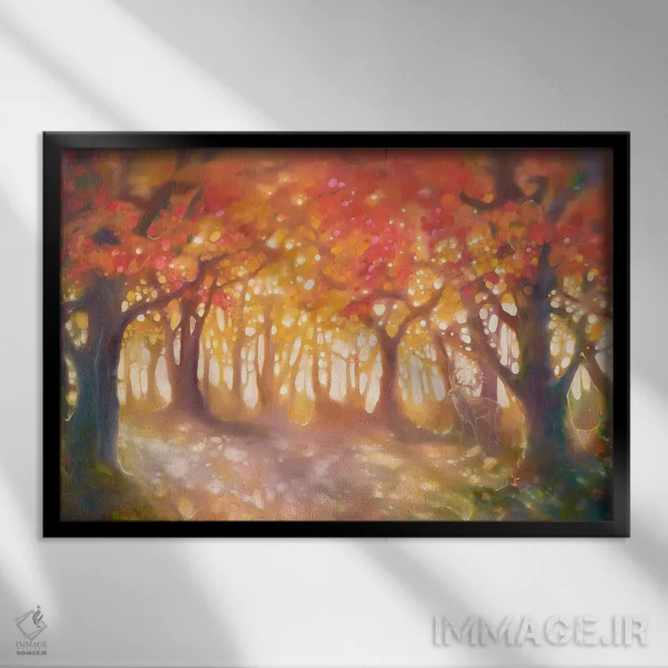 تابلو انتزاعی سایه پاییزی اثر گیل بوستامانته - نمای قابدار مشکی