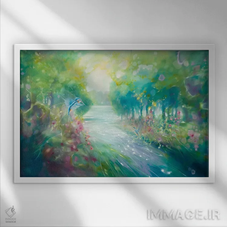 تابلو انتزاعی بهشت ماهی خورک ها اثر گیل بوستامانته - نمای قابدار سفید