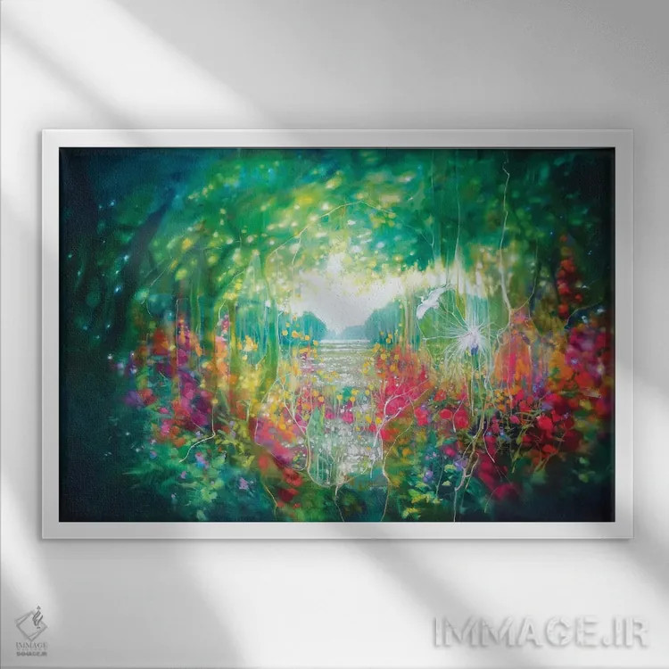 تابلو دکوراتیو نغمه آگوست اثر گیل بوستامانته - نمای قابدار سفید