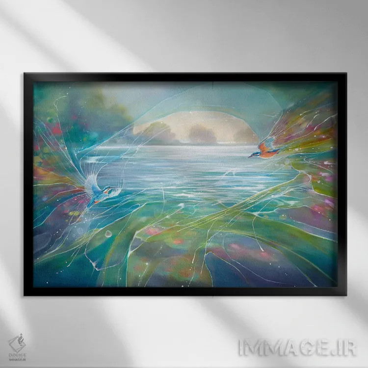 تابلو انتزاعی سرنوشت آشکار می شود اثر گیل بوستامانته - نمای قابدار مشکی