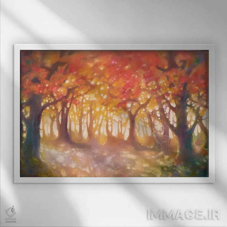 تابلو انتزاعی سایه پاییزی اثر گیل بوستامانته - نمای قابدار سفید