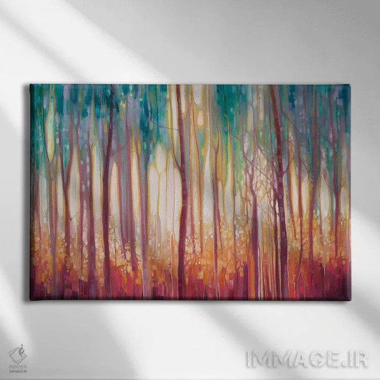 تابلو انتزاعی اسطوره شناسی اثر گیل بوستامانته - نمای روبهرو روی دیوار