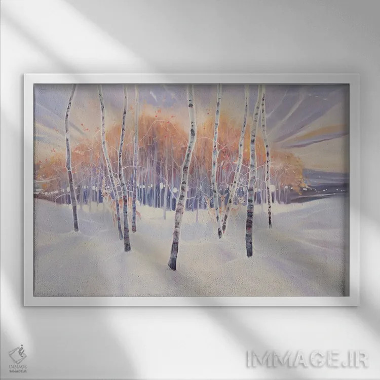 تابلو انتزاعی زمستان ساوت داونز اثر گیل بوستامانته - نمای قابدار سفید