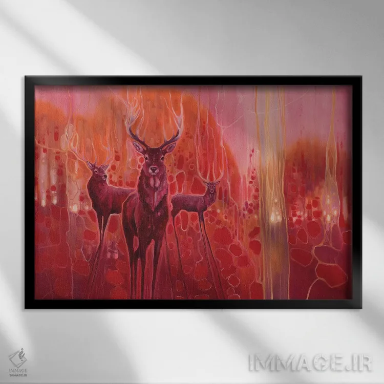 تابلو دکوراتیو جادوی سرخ اثر گیل بوستامانته - نمای قابدار مشکی