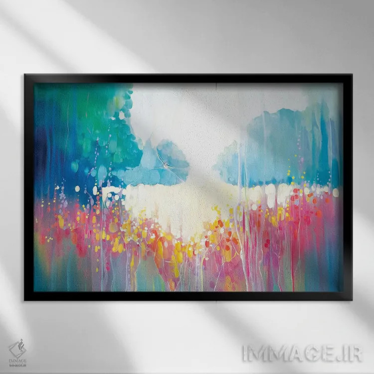 تابلو انتزاعی هماهنگی تابستان اثر گیل بوستامانته - نمای قابدار مشکی