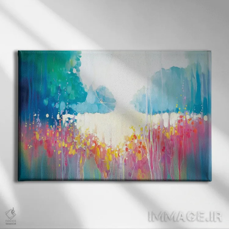 تابلو انتزاعی هماهنگی تابستان اثر گیل بوستامانته - نمای روبهرو روی دیوار