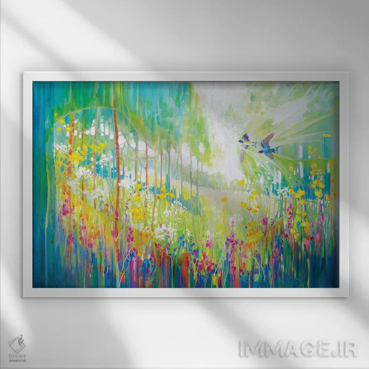 تابلو انتزاعی وفور اثر گیل بوستامانته - نمای قابدار سفید