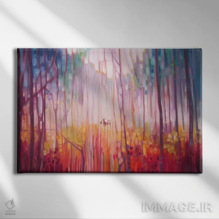 تابلو انتزاعی گریزان اثر گیل بوستامانته - نمای روبهرو روی دیوار