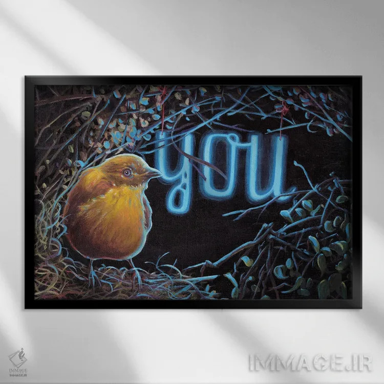 تابلو دکوراتیو تو آبی منی اثر گیگی چن - نمای قابدار مشکی