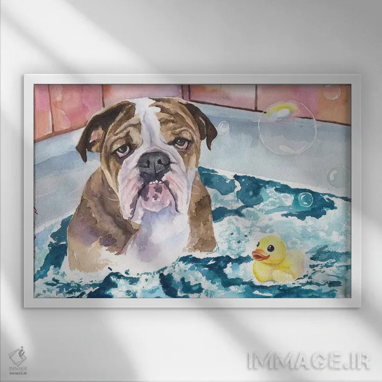 تابلو دکوراتیو زمان حمام اثر جورج دیاچنکو - نمای قابدار سفید