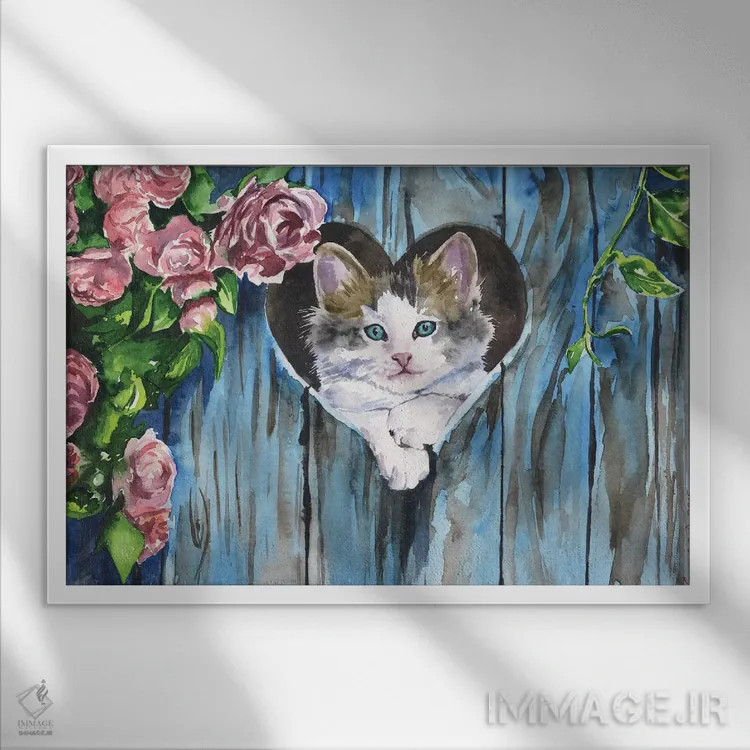 تابلو دکوراتیو آبی اثر جورج دیاچنکو - نمای قابدار سفید