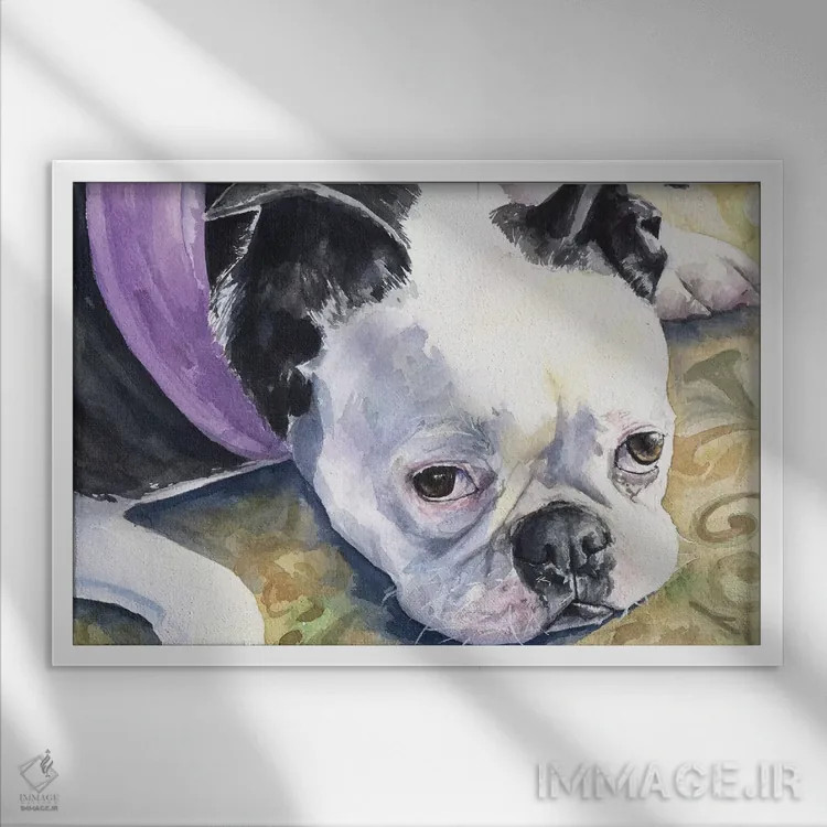 تابلو دکوراتیو بوستون تریر اثر جورج دیاچنکو - نمای قابدار سفید