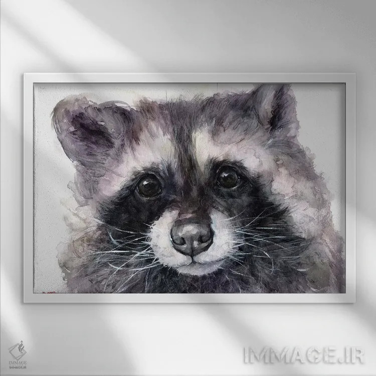 تابلو دکوراتیو راکون اثر جورج دیاچنکو - نمای قابدار سفید