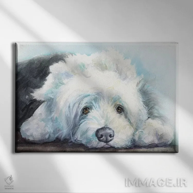 تابلو دکوراتیو توله گوسفند سگ انگلیسی قدیمی اثر جورج دیاچنکو - نمای روبهرو روی دیوار