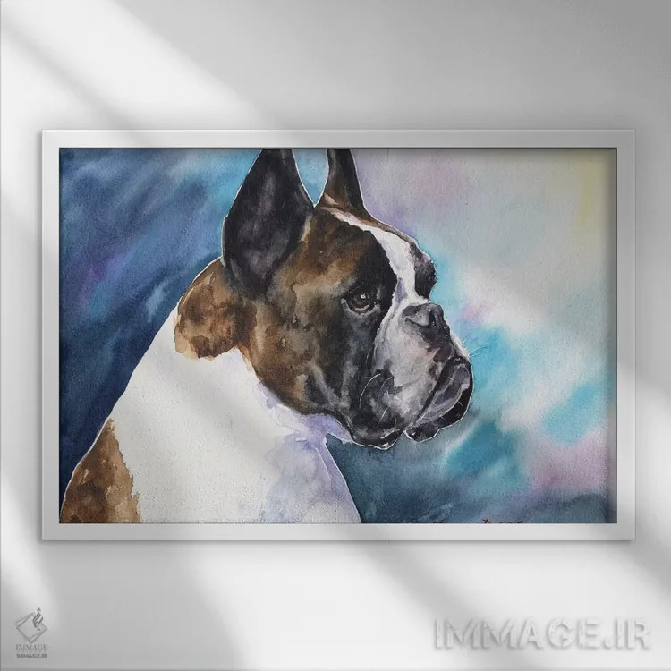 تابلو دکوراتیو باکسر اثر جورج دیاچنکو - نمای قابدار سفید