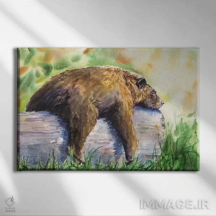 تابلو دکوراتیو گریزلی اثر جورج دیاچنکو - نمای روبهرو روی دیوار