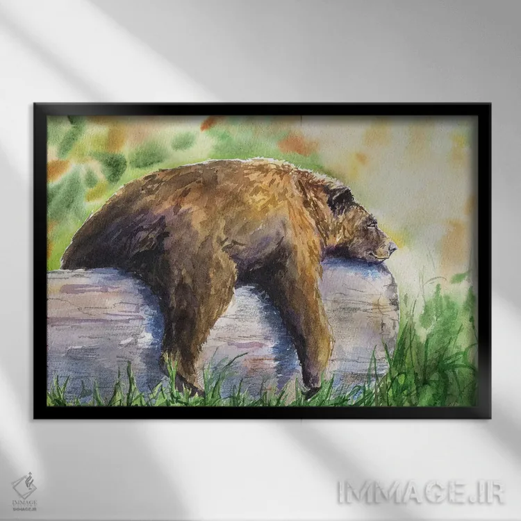 تابلو دکوراتیو گریزلی اثر جورج دیاچنکو - نمای قابدار مشکی