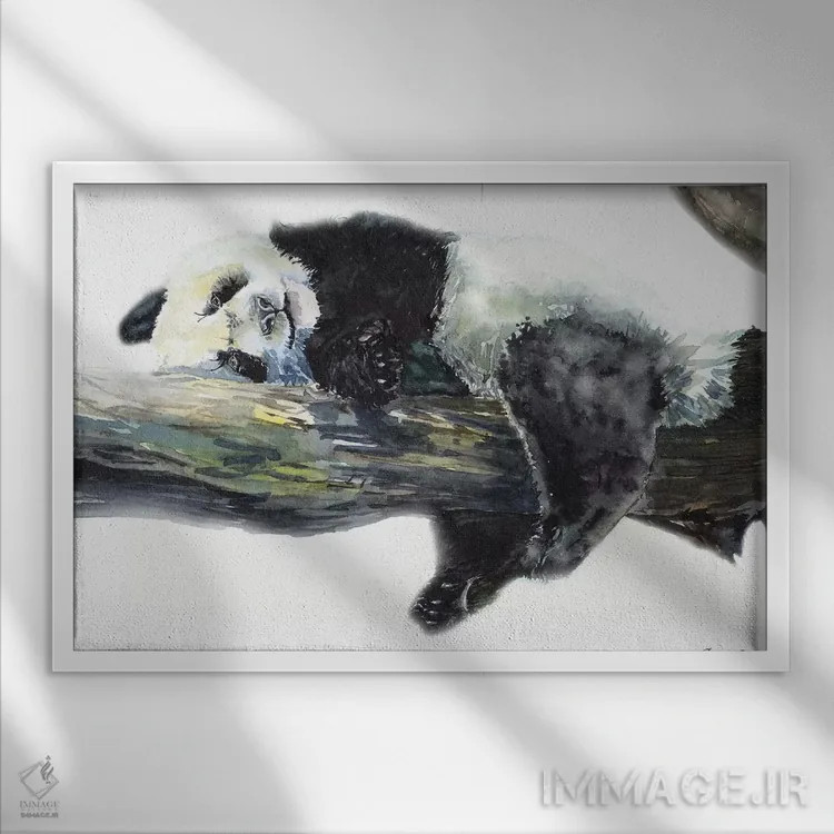 تابلو دکوراتیو پاندا اثر جورج دیاچنکو - نمای قابدار سفید