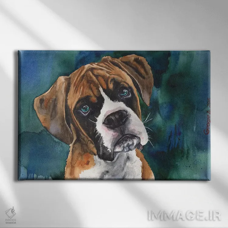 تابلو دکوراتیو توله باکسر اثر جورج دیاچنکو - نمای روبهرو روی دیوار