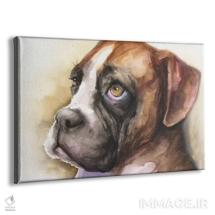 تابلو دکوراتیو توله باکسر با زمینه روشن اثر جورج دیاچنکو - نمای پرسپکتیو محصول