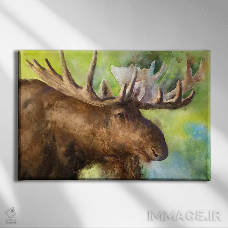 تابلو دکوراتیو گوزن شمالی اثر جورج دیاچنکو - نمای روبهرو روی دیوار