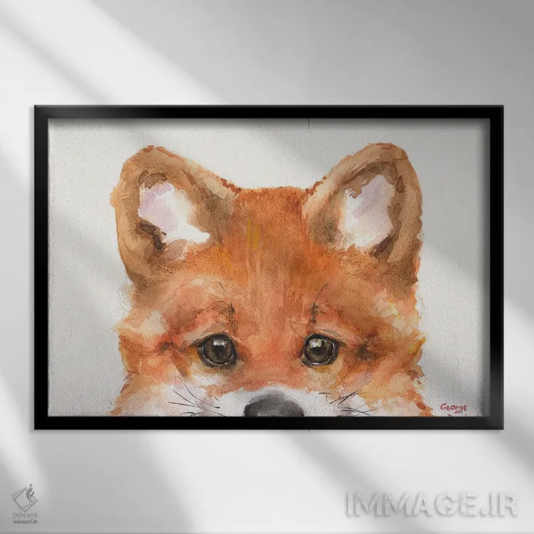 تابلو دکوراتیو روباه کوچولو اثر جورج دیاچنکو - نمای قابدار مشکی