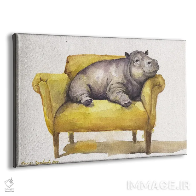 تابلو دکوراتیو اسب آبی روی صندلی اثر جورج دیاچنکو - نمای پرسپکتیو محصول