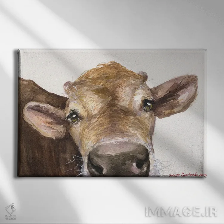 تابلو دکوراتیو گوساله دزدکی اثر جورج دیاچنکو - نمای روبهرو روی دیوار