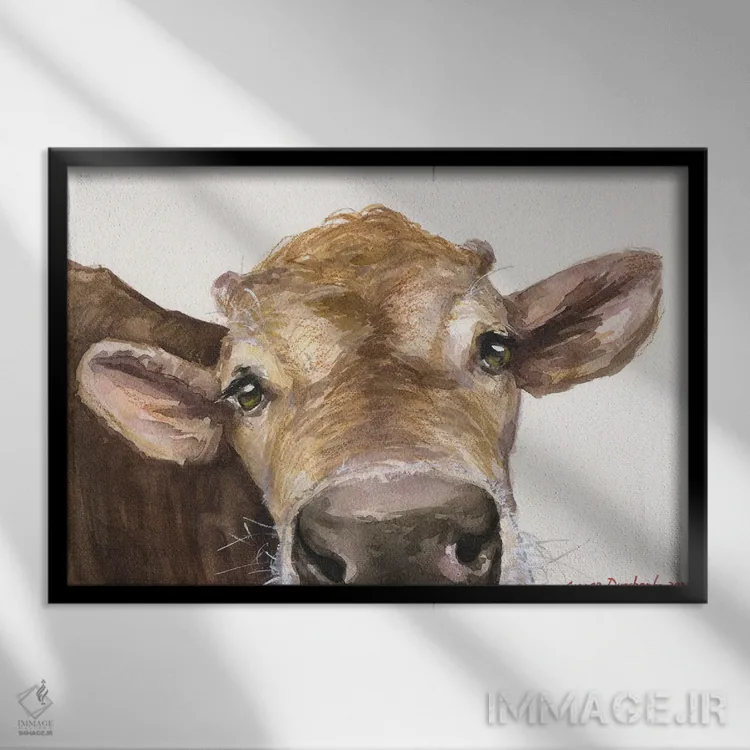 تابلو دکوراتیو گوساله دزدکی اثر جورج دیاچنکو - نمای قابدار مشکی