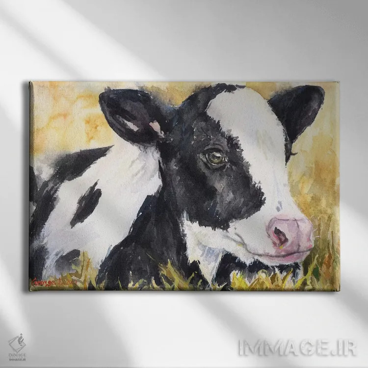 تابلو دکوراتیو گوساله اثر جورج دیاچنکو - نمای روبهرو روی دیوار
