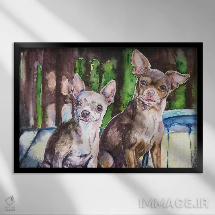 تابلو دکوراتیو چیهواهواها اثر جورج دیاچنکو - نمای قابدار مشکی