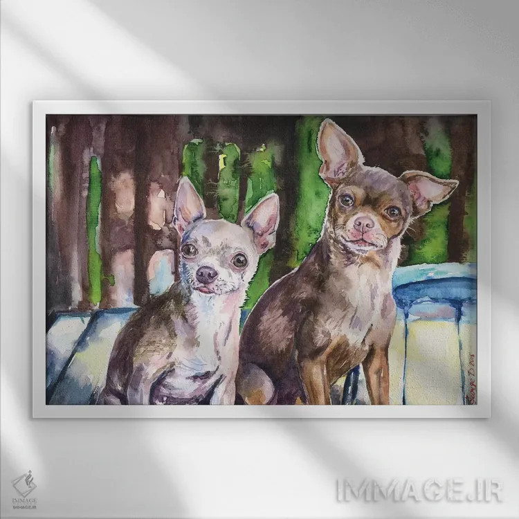 تابلو دکوراتیو چیهواهواها اثر جورج دیاچنکو - نمای قابدار سفید