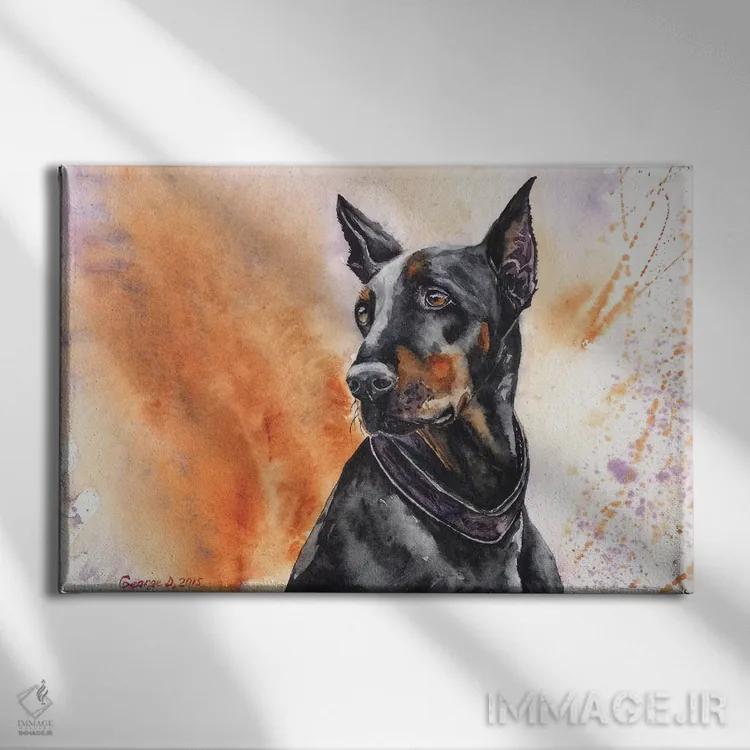 تابلو دکوراتیو دابرمن اثر جورج دیاچنکو - نمای روبهرو روی دیوار