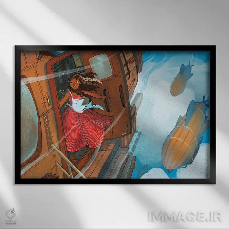 تابلو دکوراتیو کشتی های هوایی اثر ژنووا بی - نمای قابدار مشکی