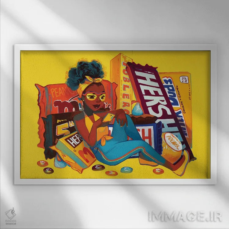 تابلو دکوراتیو شکلات اثر ژنووا بی - نمای قابدار سفید