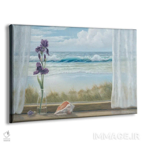 تابلو دکوراتیو زنبق ها روی طاقچه پنجره اثر جورجیا جانیس - نمای پرسپکتیو محصول